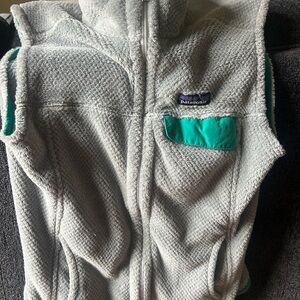 Patagonia Gray and Teal Fleece Vest